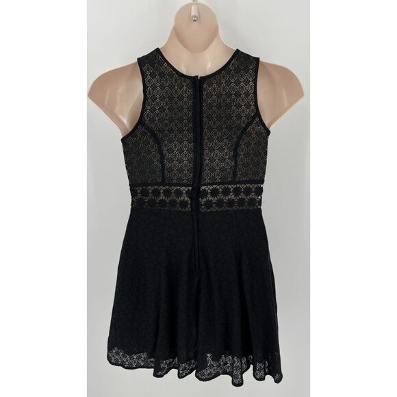 Free People Black Daisy  Mini Dress Cutout Lace Upper Bodice Size 8 - Picture 7 of 12